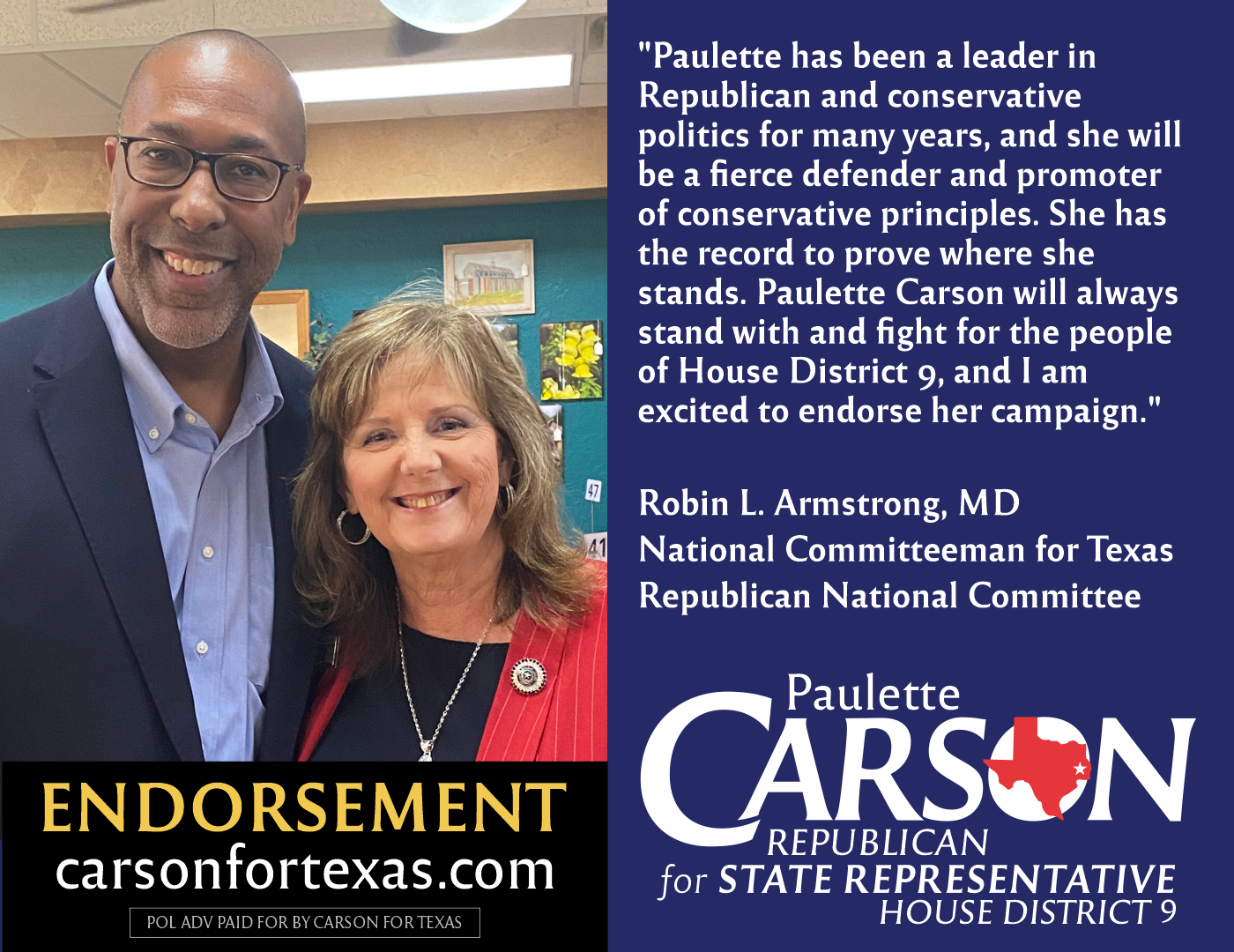 Robin L. Armstrong, MD endorses Paulette Carson