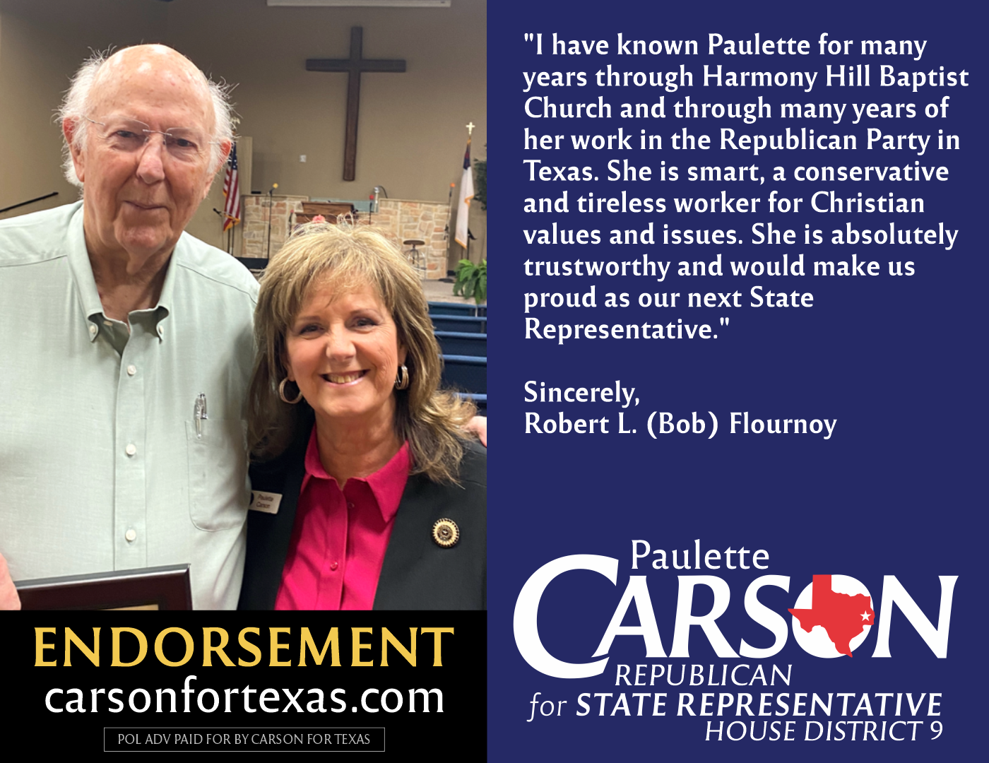 Robert L. (Bob) Flournoy endorses Paulette Carson