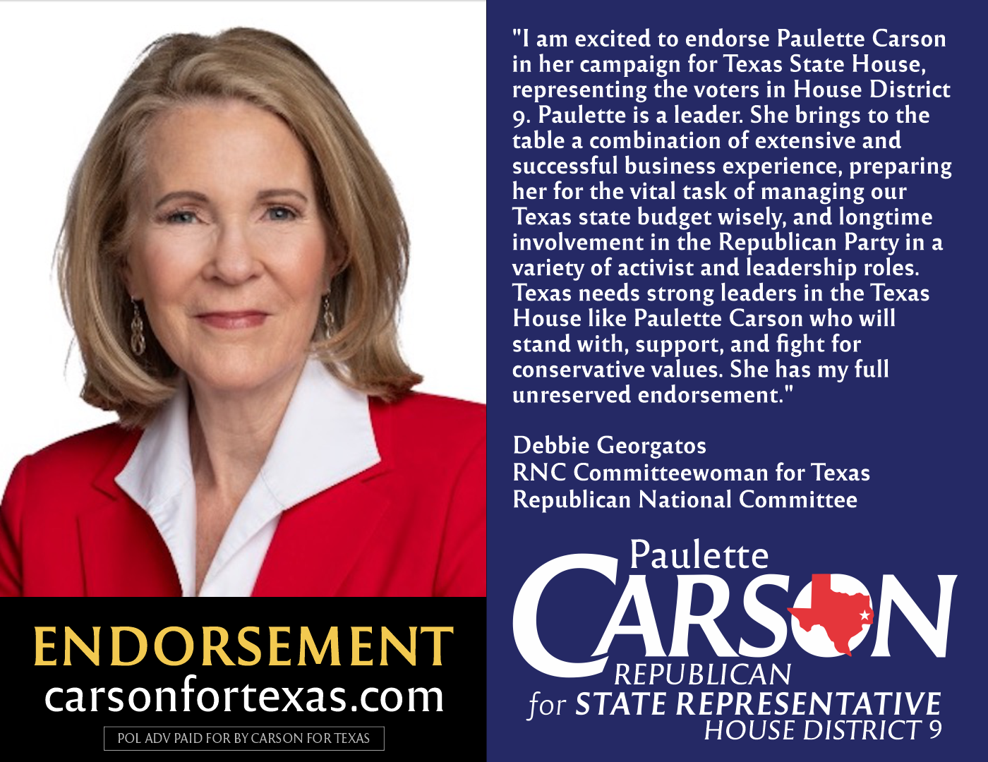 Debbie Georgatos endorses Paulette Carson