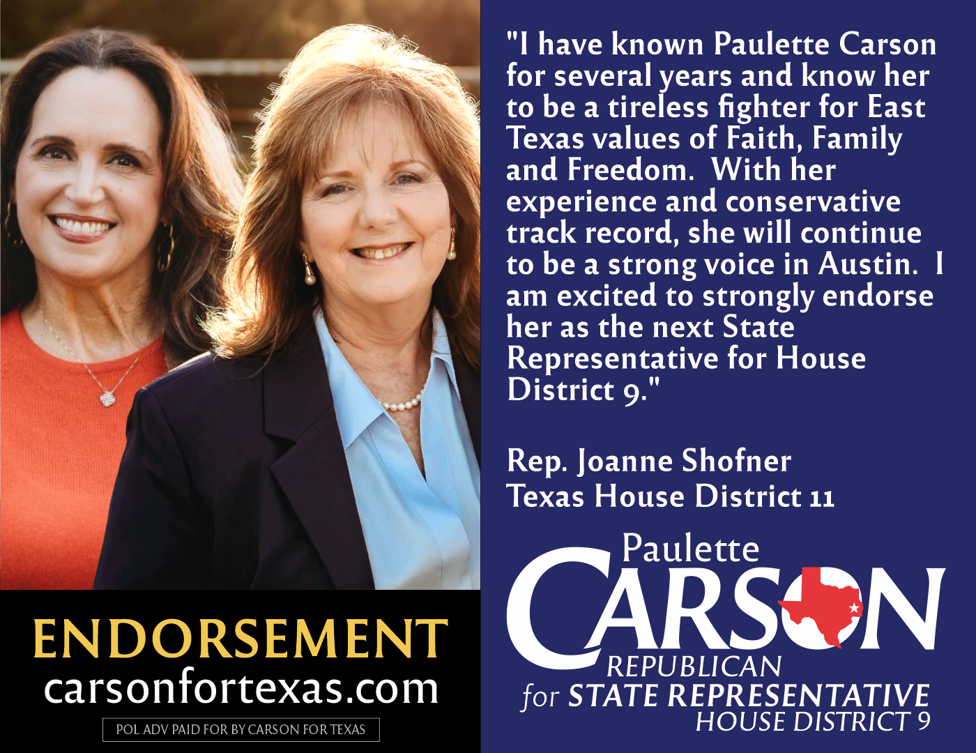 Joanne Shofner endorses Paulette Carson