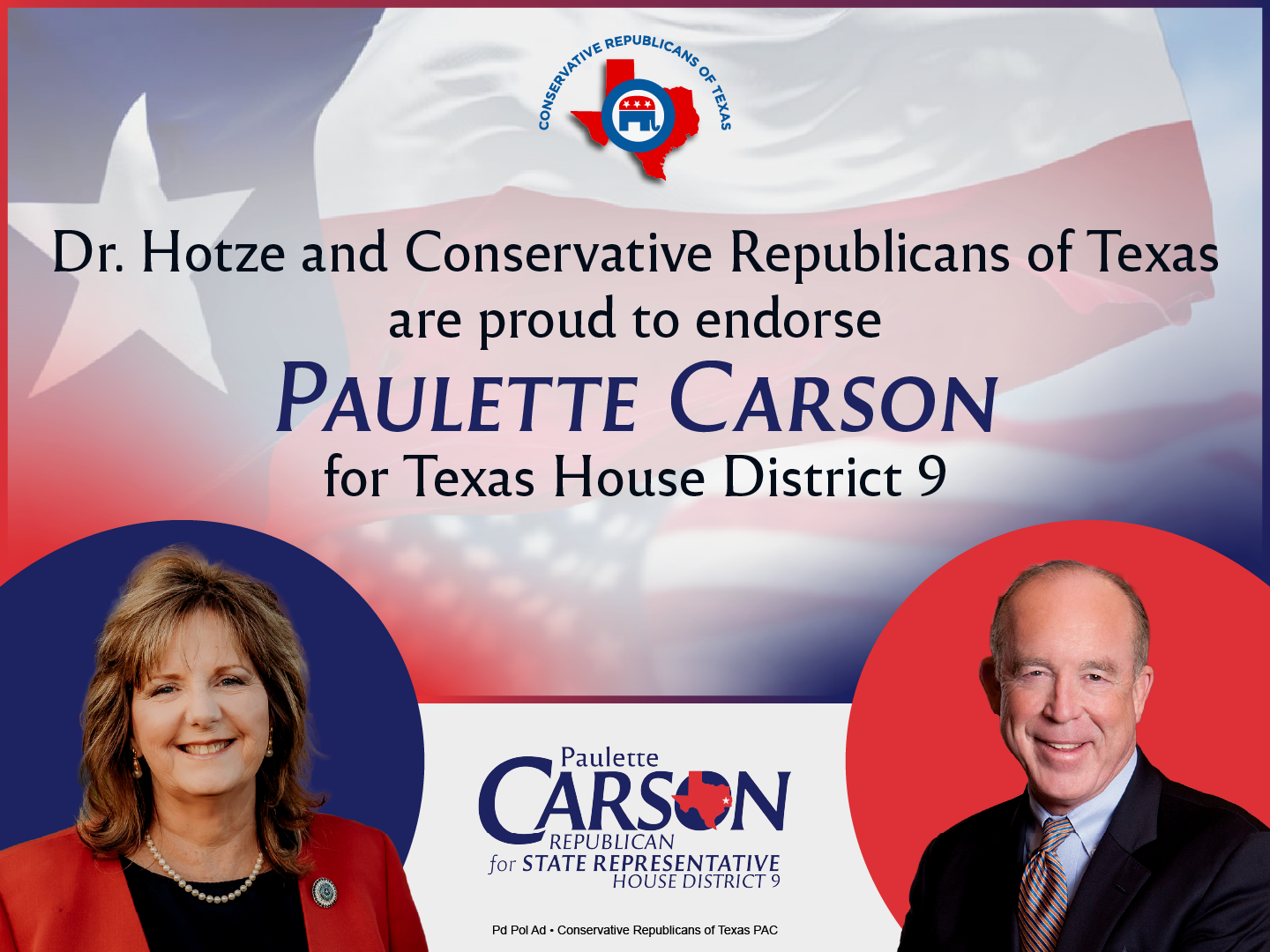 Dr. Hotze and Conservative Republicans of Texas Endorses Paulette Carson